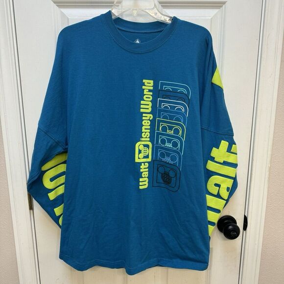 SPIRIT JERSEY Walt Disney World Long Sleeve Shirt Blue Green XL Oversized Mickey - Picture 1 of 6